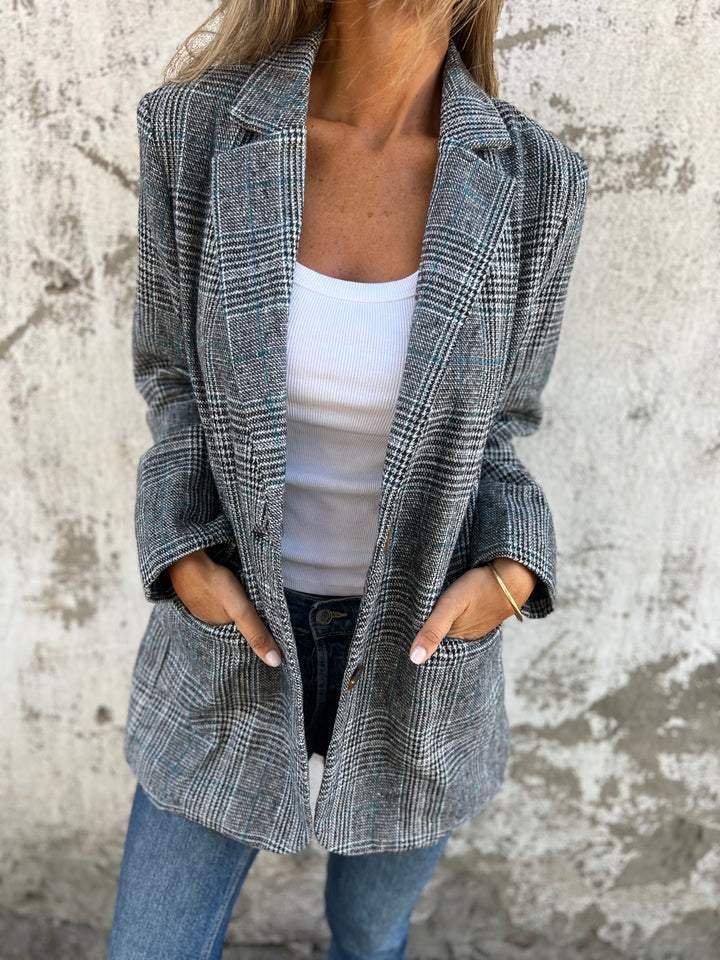 Basia – Stylish Checked Winter Blazer