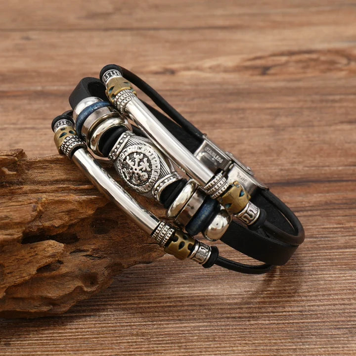 NorBrac - Vintage Leather Bracelet In Viking Style