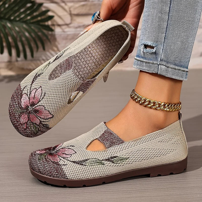 Martine – Breathable Floral Embroidered Knit Shoes