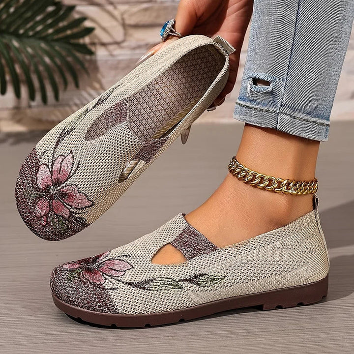 Martine – Breathable Floral Embroidered Knit Shoes
