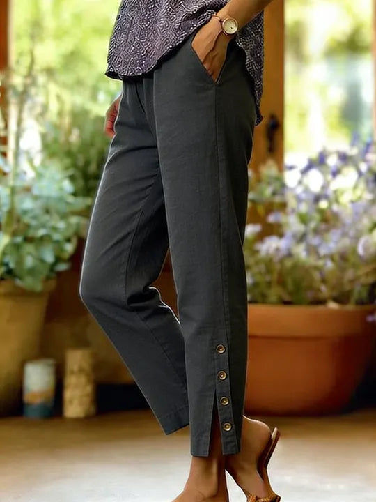 Kileza - Casual Loose Fit Trousers With Buttons