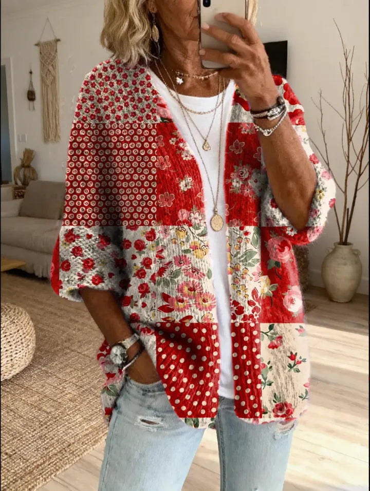 Stevena - Elegant Floral Pattern Sweater