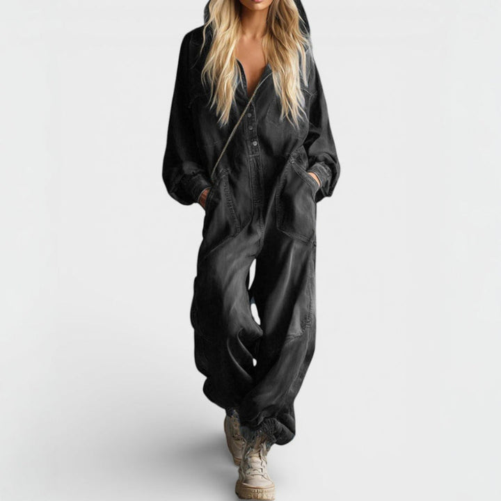 Estielle - Denim Jumpsuit With Hooded