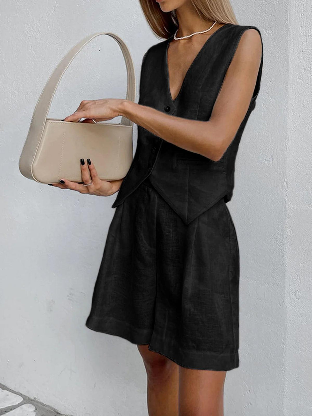 Dynisa - Linen Vest And Shorts Set