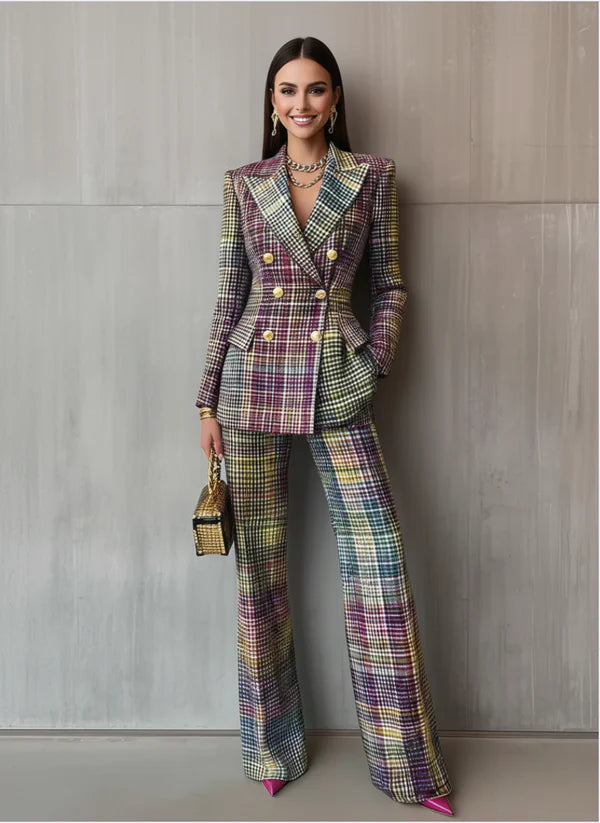 Lieneke - Two Piece Set With Checkered Pattern