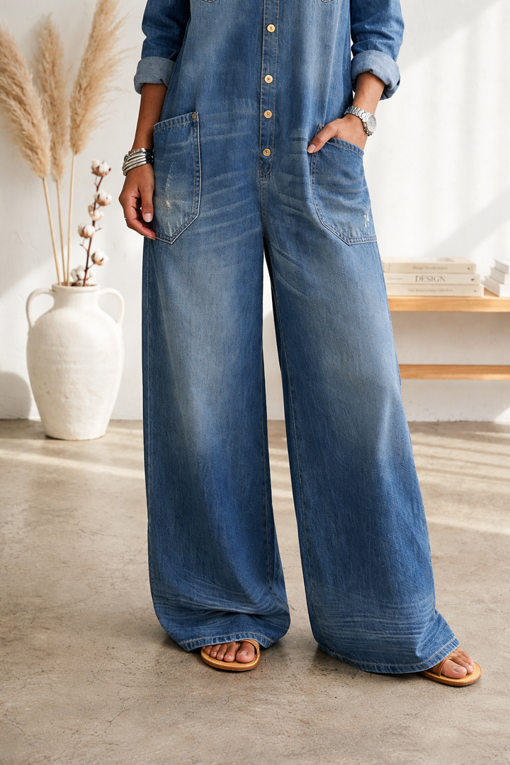 Seleeja - Vintage Cotton Denim Jumpsuit