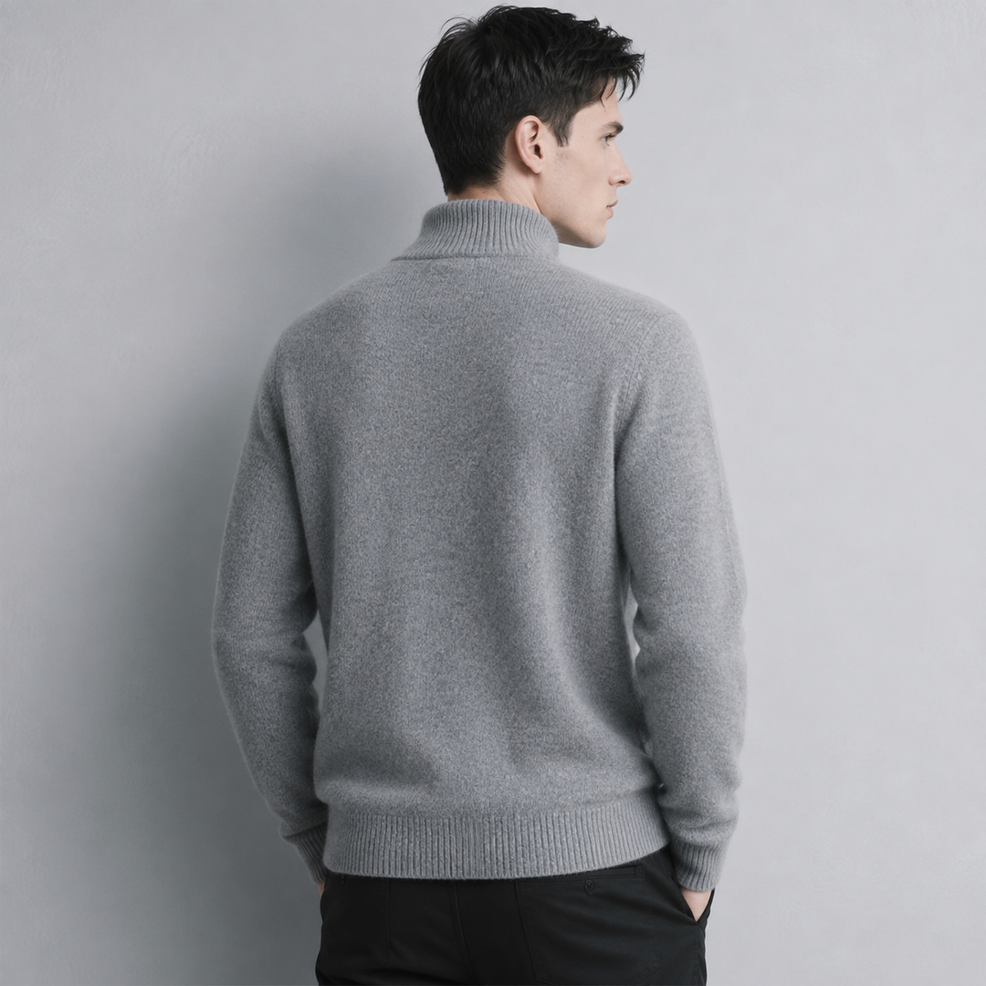 Sumuel - Zip Knit Sweater With Ribbed Collar