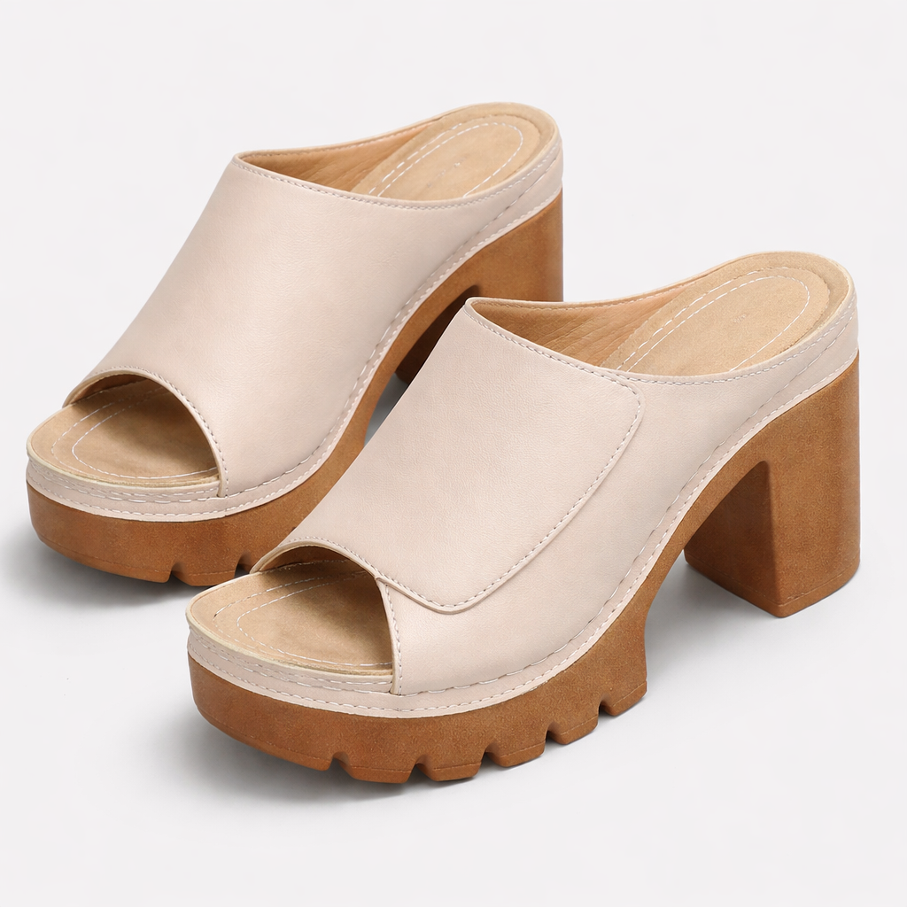 Nicolien - Open Toe Chunky Heel Sandals