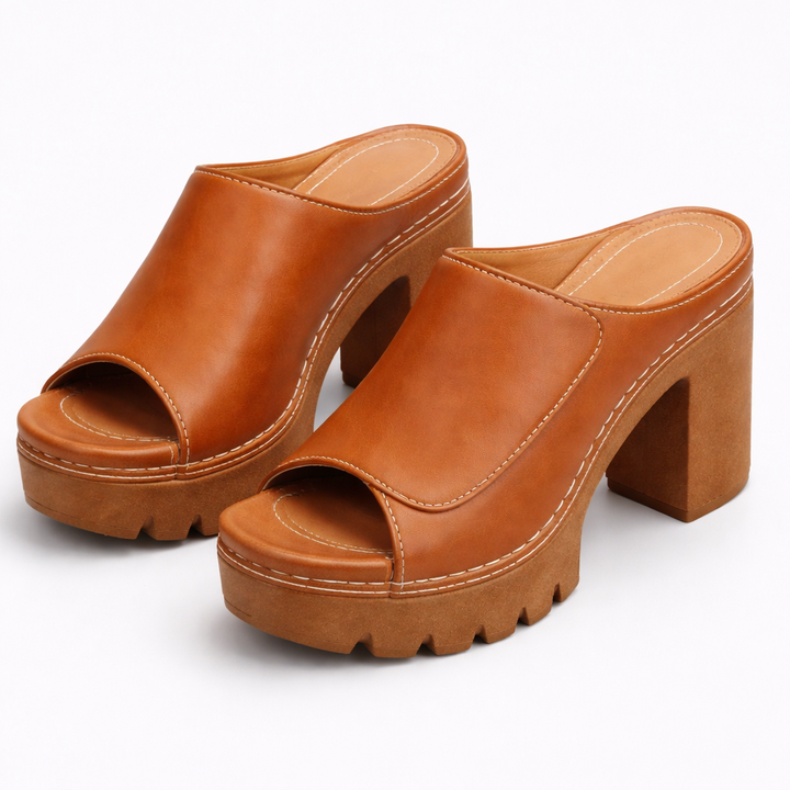 Nicolien - Open Toe Chunky Heel Sandals