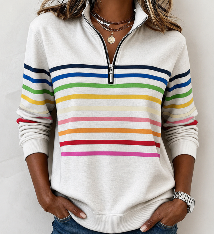 Vivioriana - Striped Quarter-Zip Sweatshirt