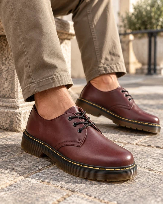 Thilian - Lace-Up Derby Shoes With Contrast Sole Stitching