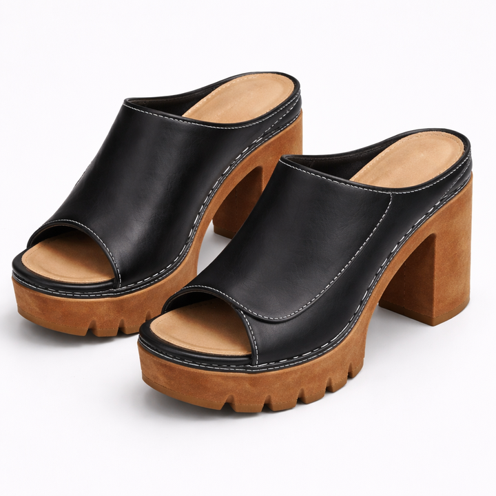 Nicolien - Open Toe Chunky Heel Sandals