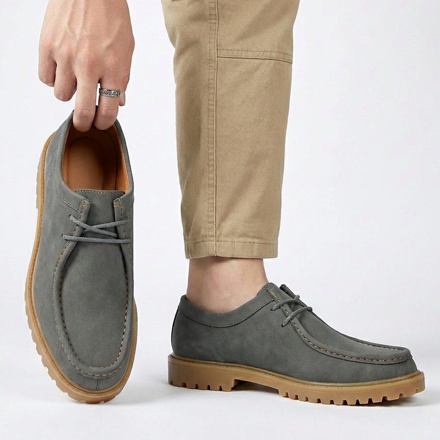 Jasson - Suede Moc-Toe Lace-Up Shoes