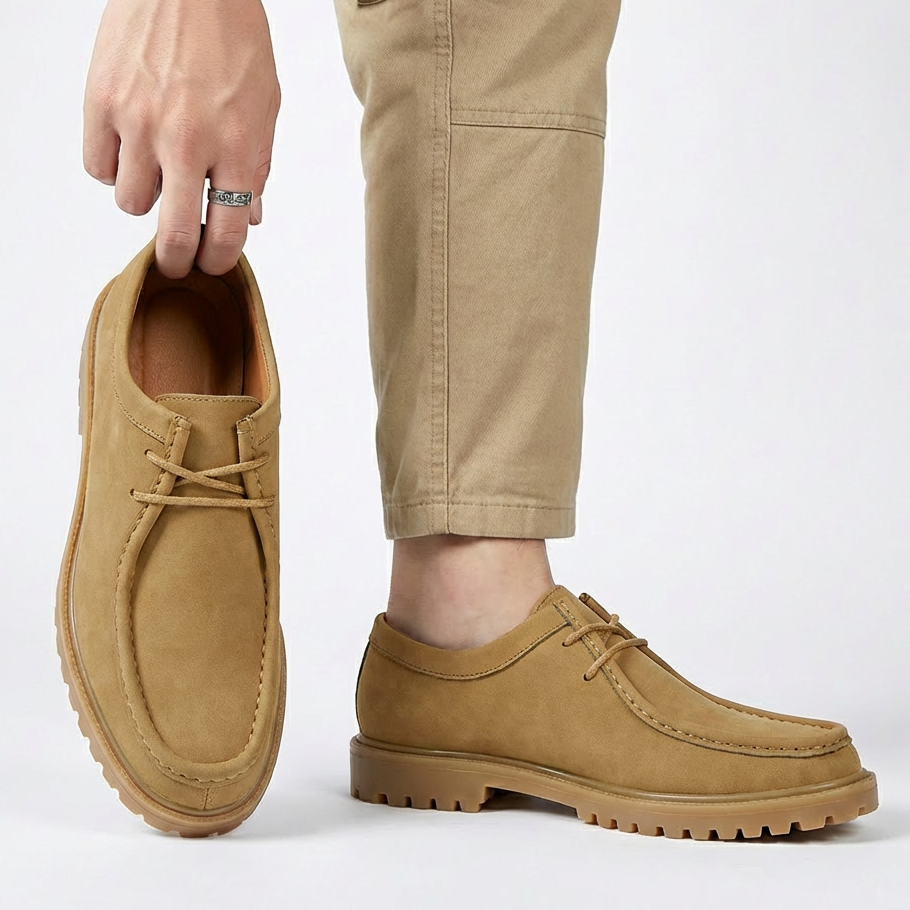 Jasson - Suede Moc-Toe Lace-Up Shoes