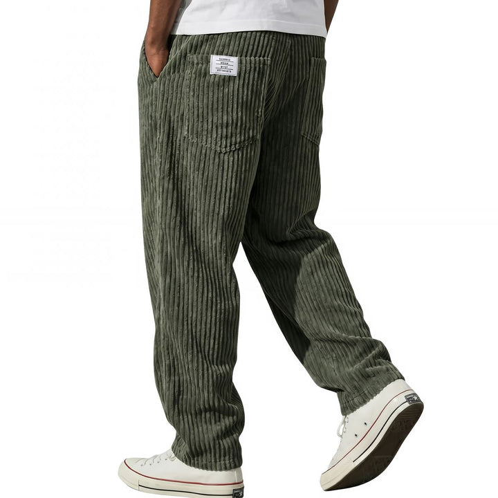 Paloinira - Pants with Wide-Leg Fit and Corduroy Texture