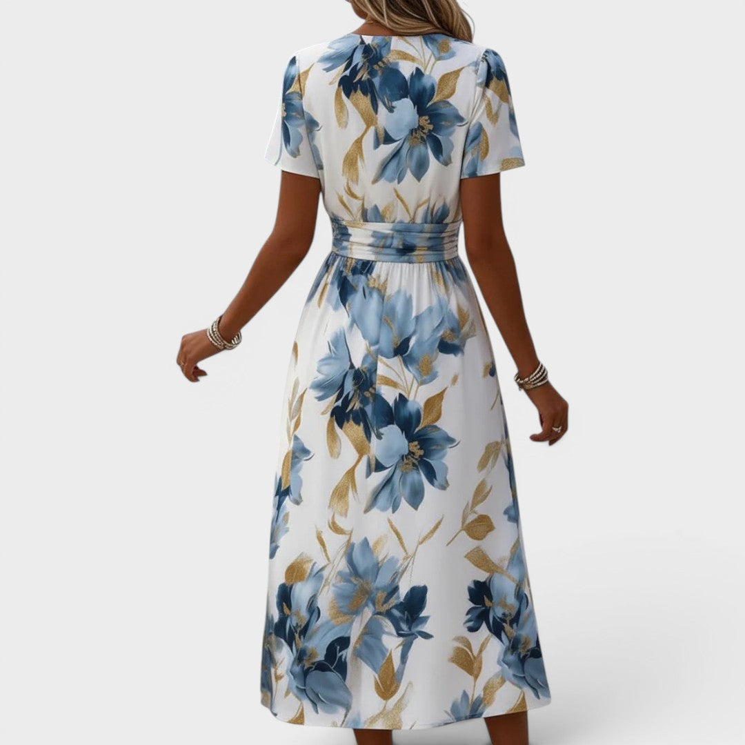 Elinza - Floral Midi Wrap Dress