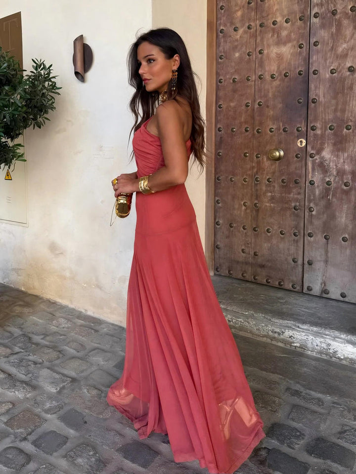 Dainia - One-Shoulder Mesh Maxi Dress
