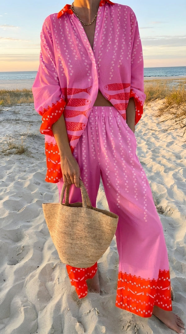 Irela - Fashionable Printed Two-Piece Set