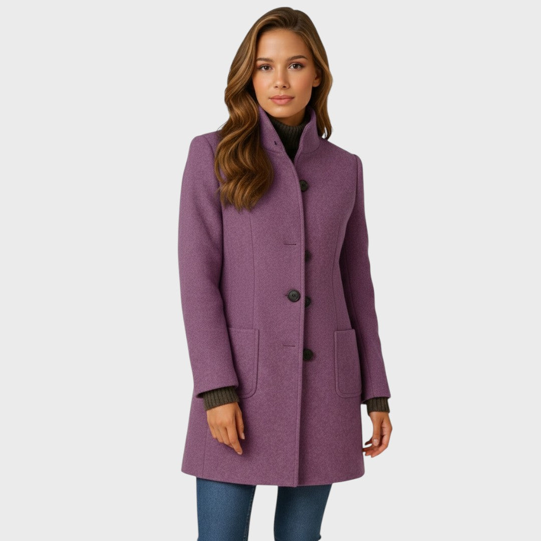 Ellarose - Elegant Button-Up Wool Coat
