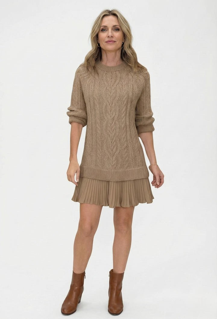 Raimorica - Knitted Sweater Dress With Cable Pattern