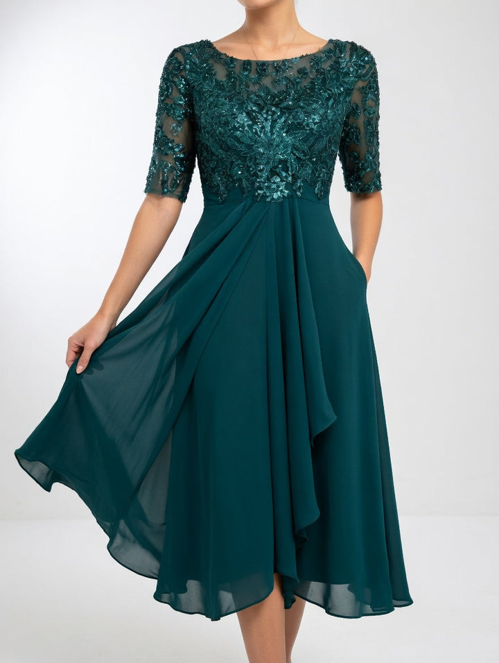 Zerda - Elegant Lace Midi Dress