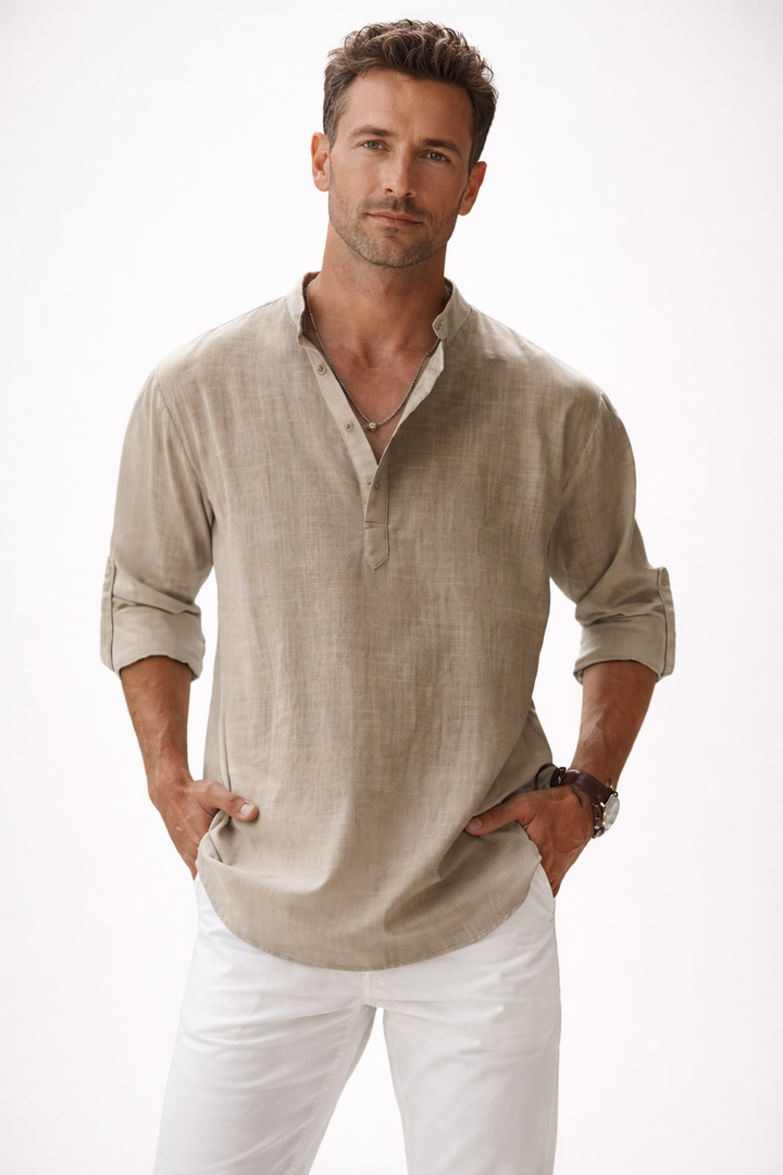 Galeazzo - Long Sleeve Cotton Linen Shirt