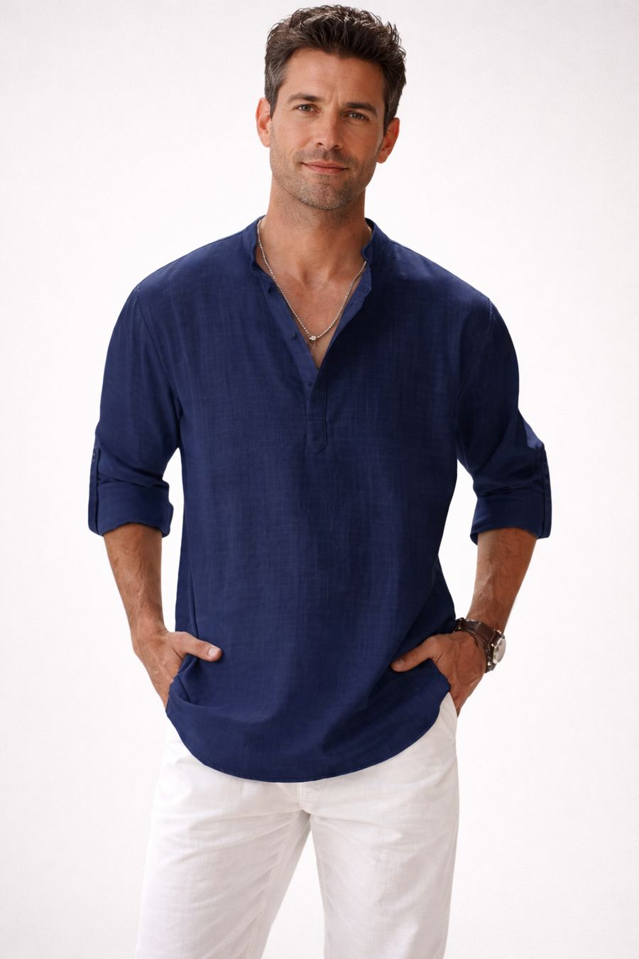 Galeazzo - Long Sleeve Cotton Linen Shirt