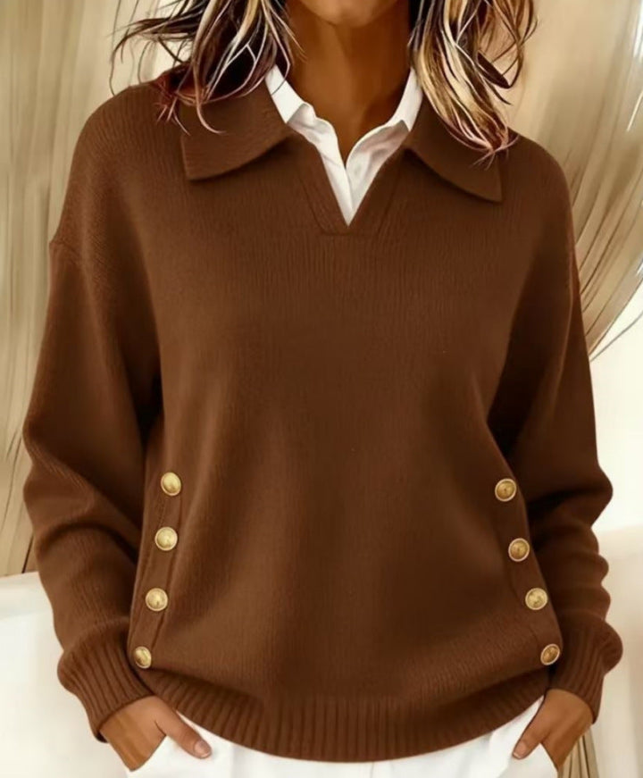 Vivea - Long Sleeve V-Neck Knitted Sweater