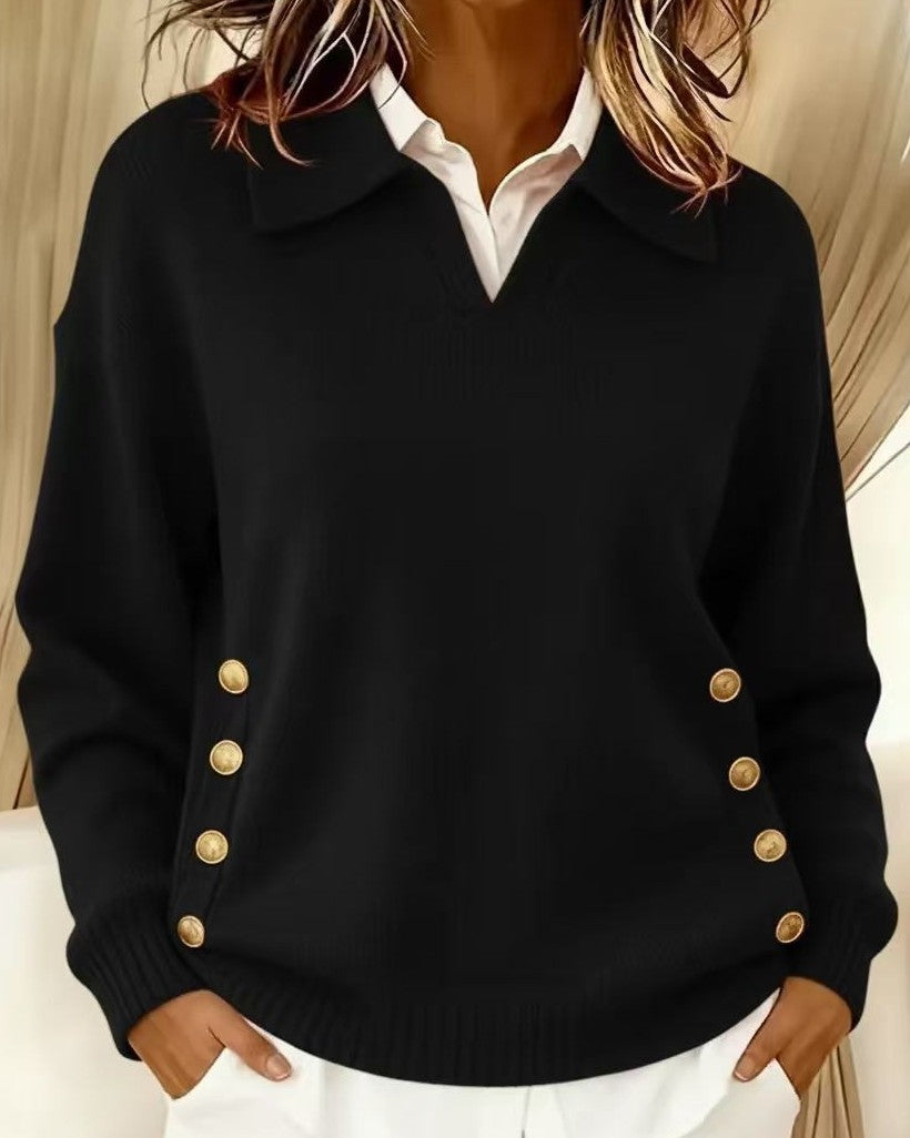 Vivea - Long Sleeve V-Neck Knitted Sweater