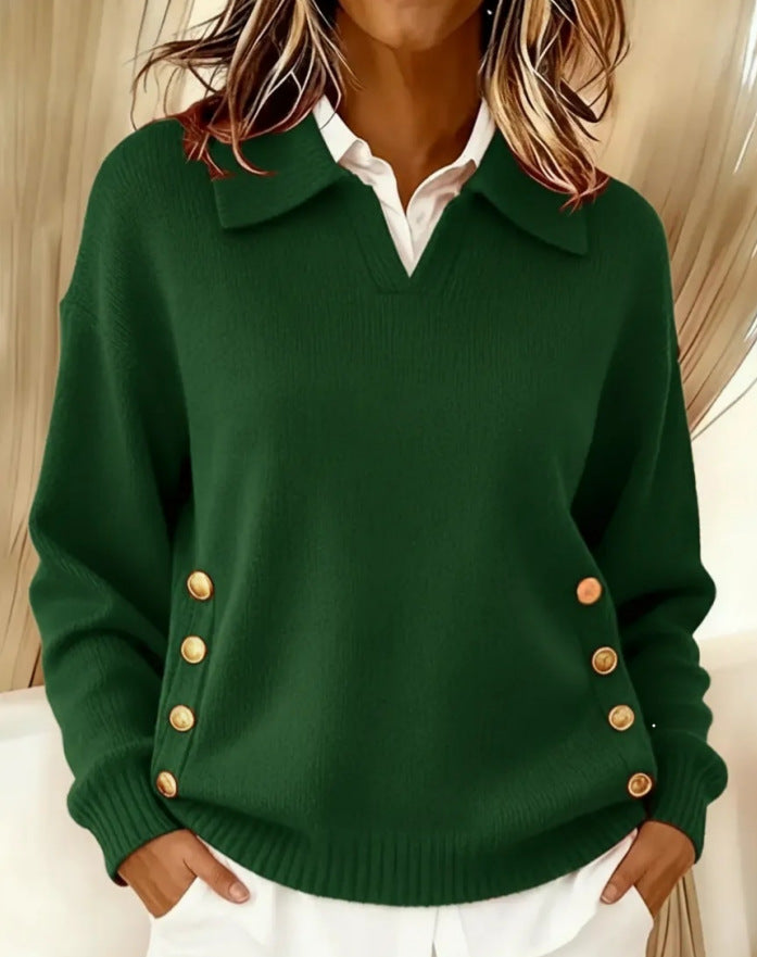 Vivea - Long Sleeve V-Neck Knitted Sweater