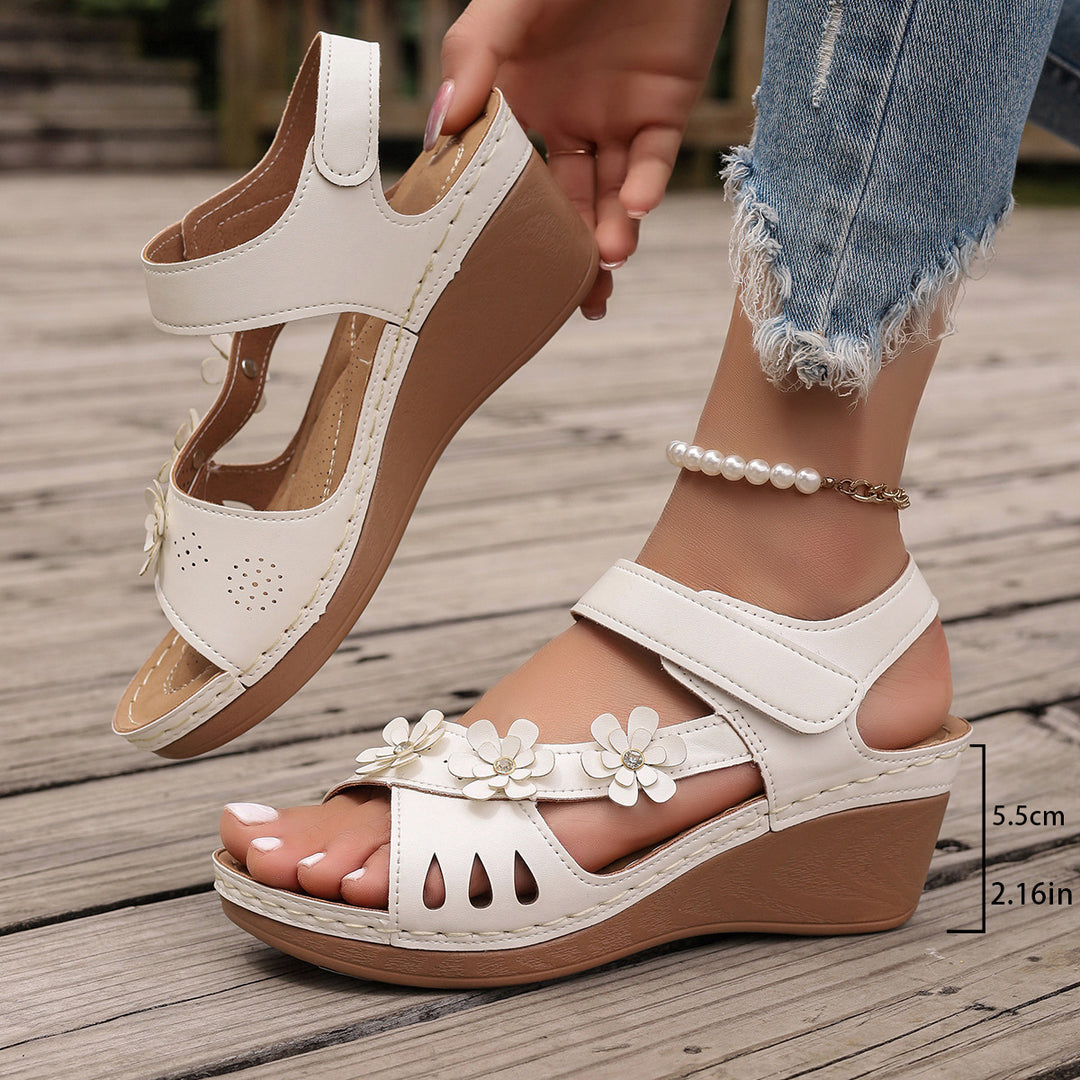 Tinaya - Floral Wedge Soft Heel Sandals
