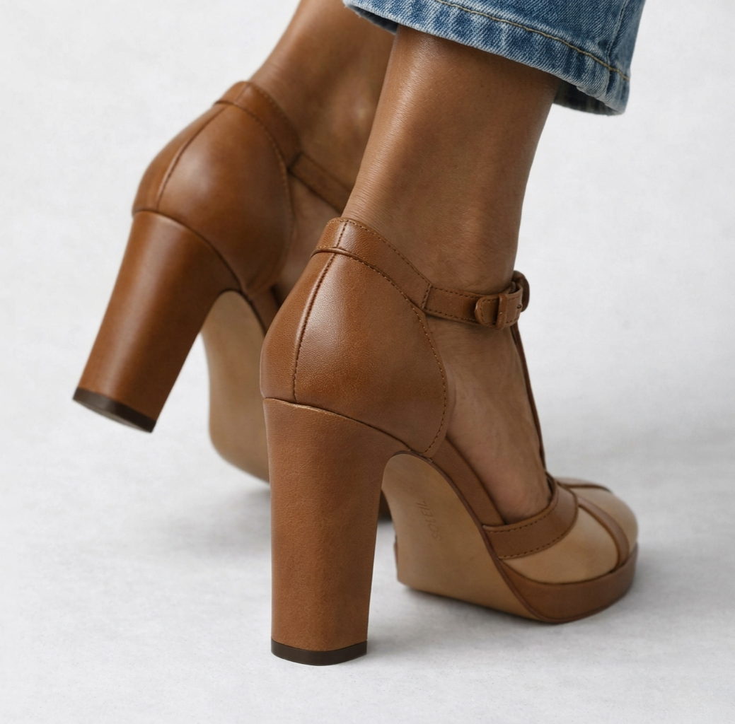 Delfinna - Elegant T-Strap High Heel Pump