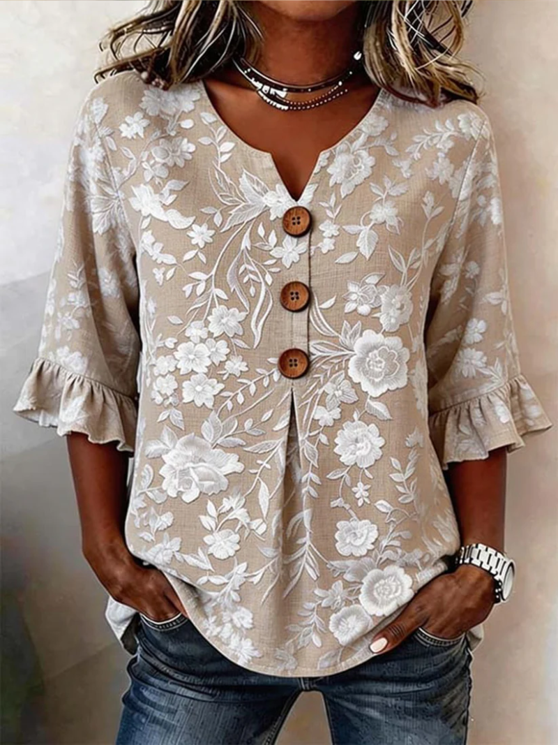Dynika - Elegant Floral Print Blouse