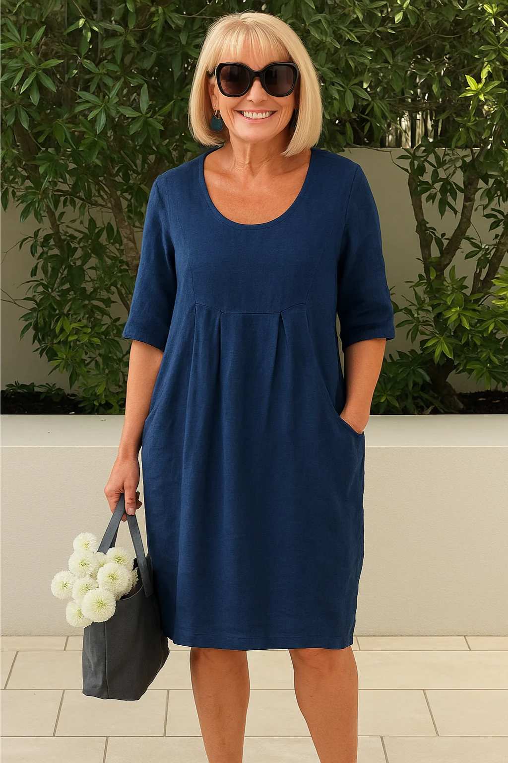 Lienaa - Round Neck Dress With Pockets