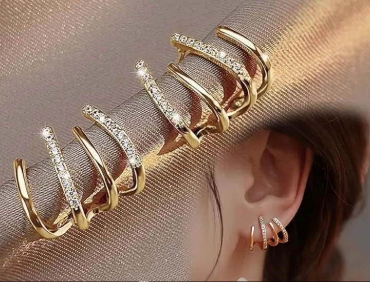 Zorinaa - Plated Claw Earrings With Zirconia