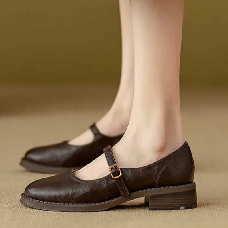 Donia - Comfortable Leather Shoes With Strap
