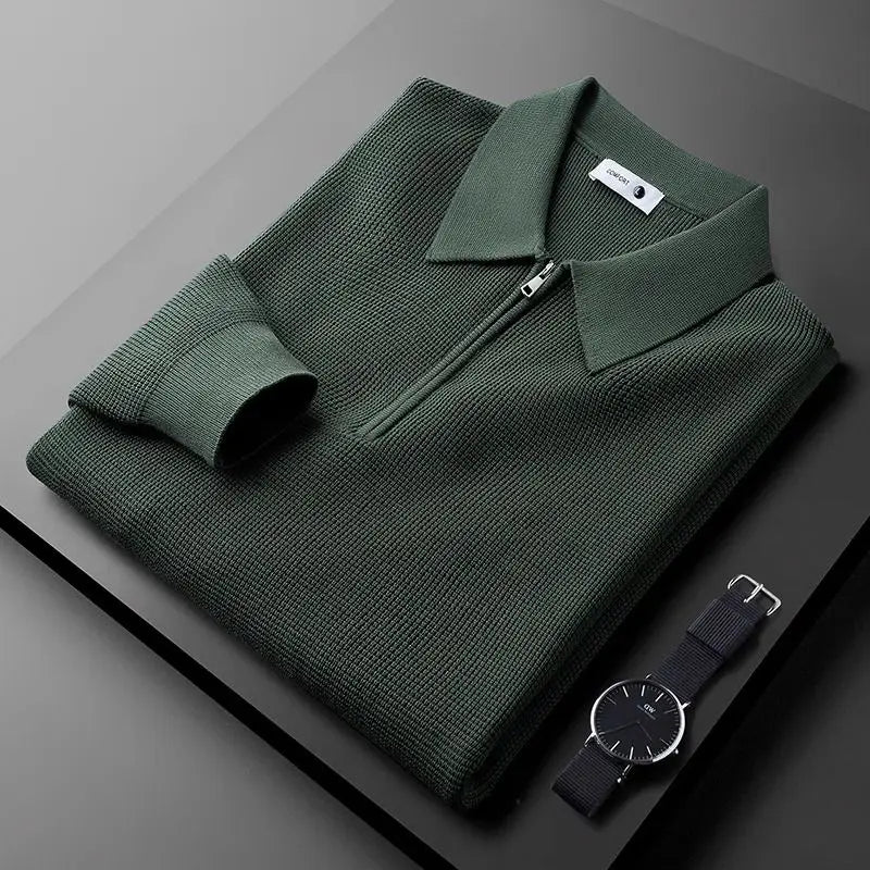Mariander - Collared Quarter Zip Knit Sweater