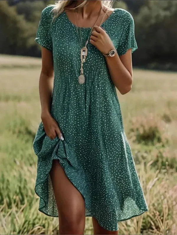 Giovana - Elegant Short Sleeve Midi Dress