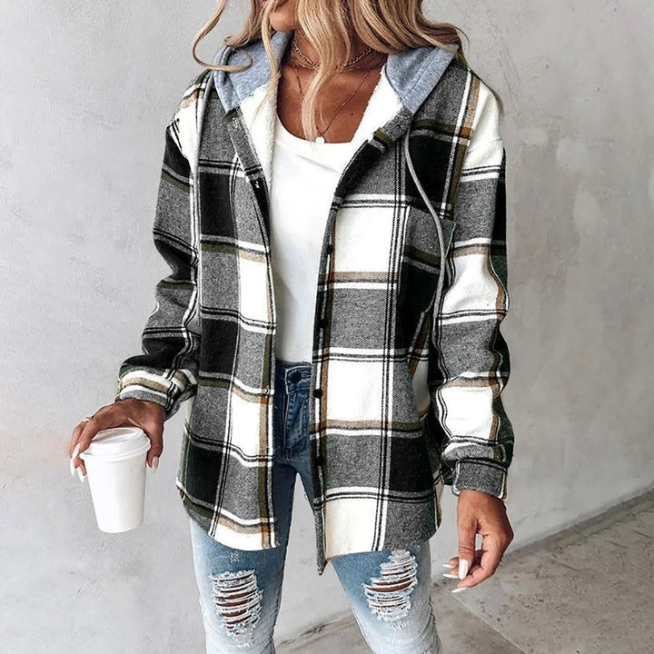 Geneiova - Jacket With Plaid Pattern and Drawstring Hood