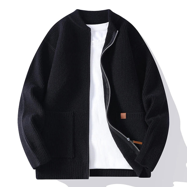 Yvis - Ribbed Knit Zip-Up Cardigan