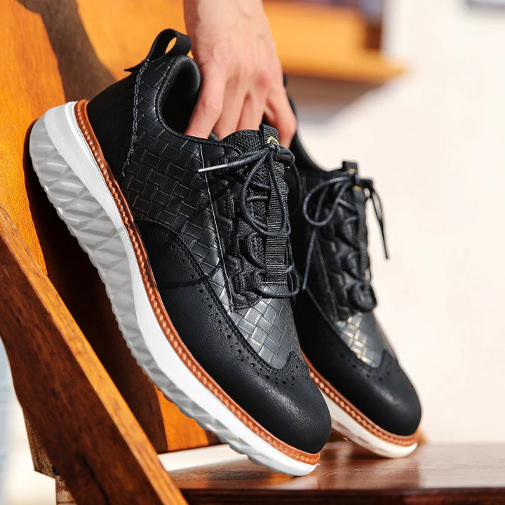 OptiShade - Sneakers With Woven Texture and Contrast Sole