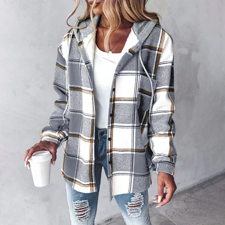 Geneiova - Jacket With Plaid Pattern and Drawstring Hood