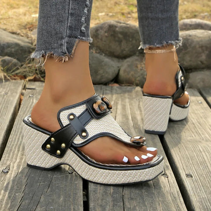 Zesika - Woven Wedge Thong Sandals
