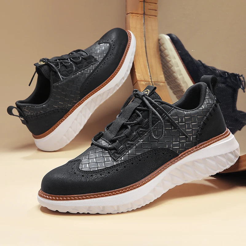 OptiShade - Sneakers With Woven Texture and Contrast Sole