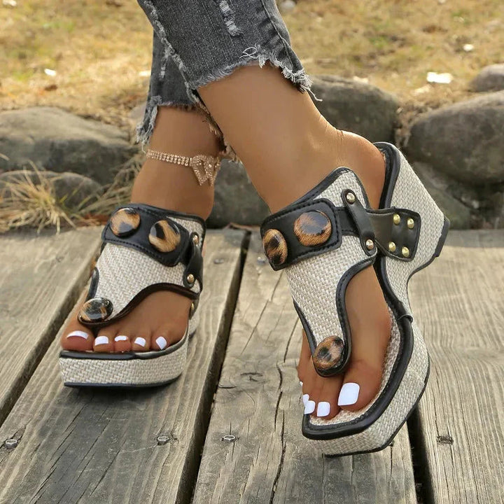 Zesika - Woven Wedge Thong Sandals