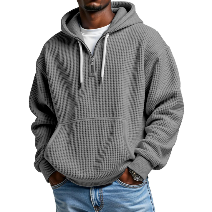 Frejaalina - Waffle Knitted Long Sleeve Hoodie