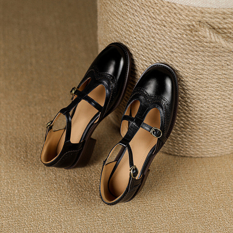 Anieka - T Strap Brogue Mary Jane Shoes