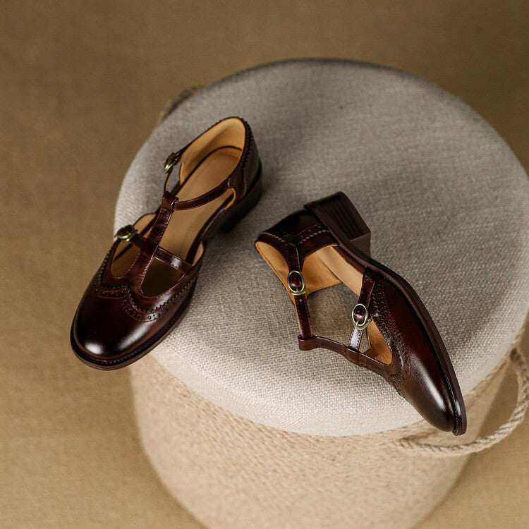 Anieka - T Strap Brogue Mary Jane Shoes