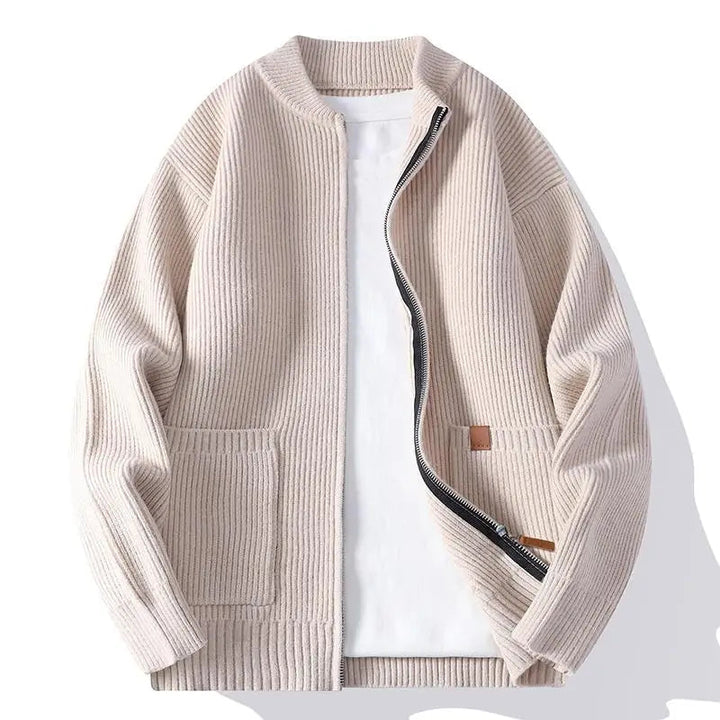 Yvis - Ribbed Knit Zip-Up Cardigan