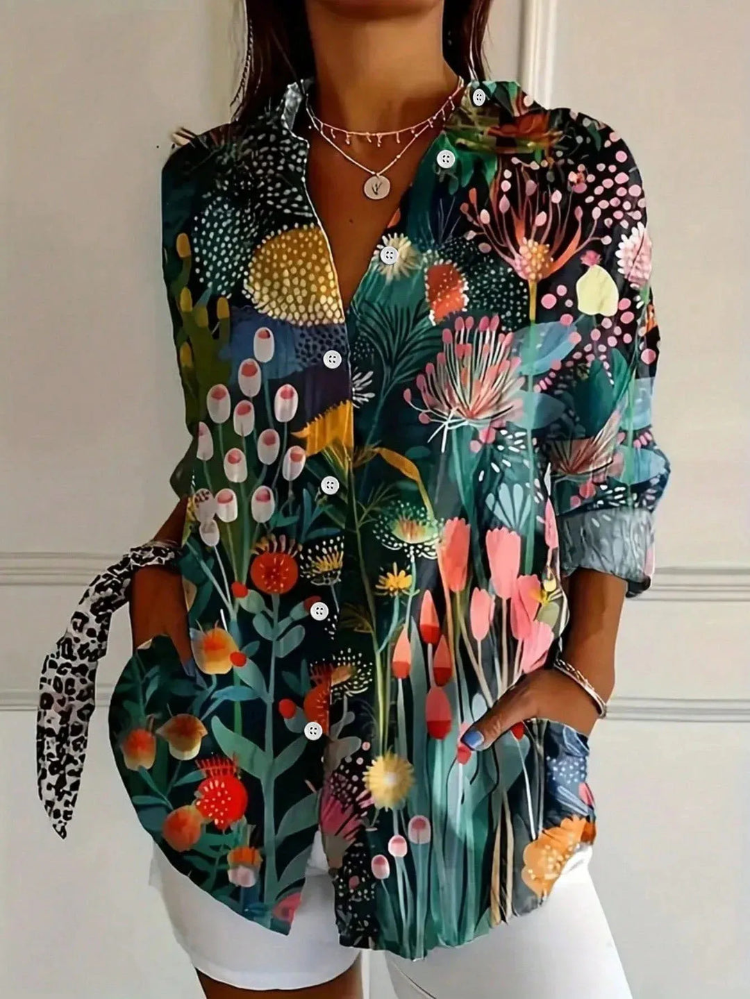 Tzufit - Elegant Long Sleeve With Colorful Pattern Shirt